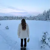 Woman wearing the leggings on a cold day