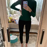 Woman wearing the leggings on a cold day