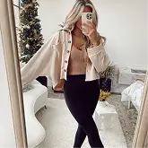 Woman wearing the leggings on a cold day
